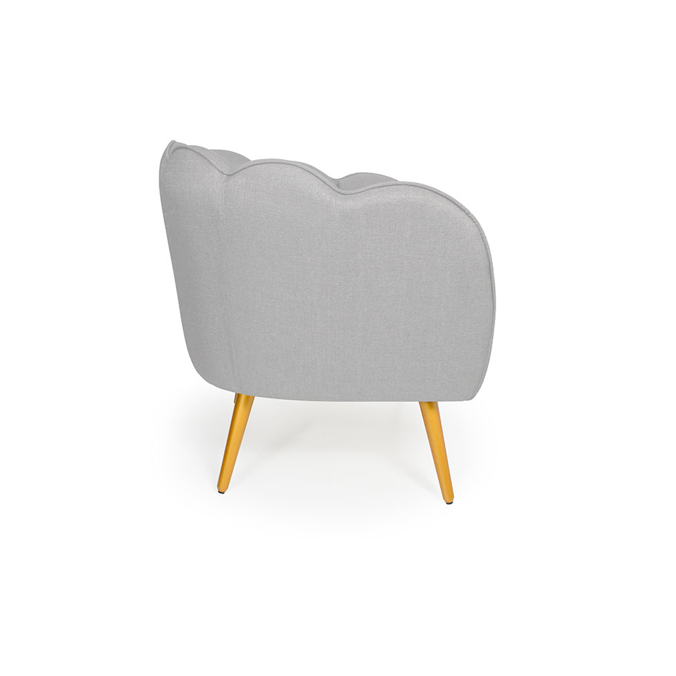 Poltrona Ariel Pé Palito Linho Creme e Bronze