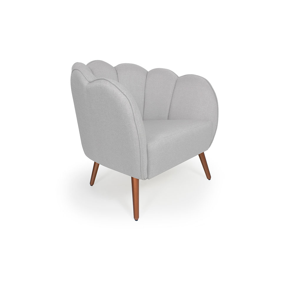 Poltrona Ariel Pé Palito Linho Creme e Cobre