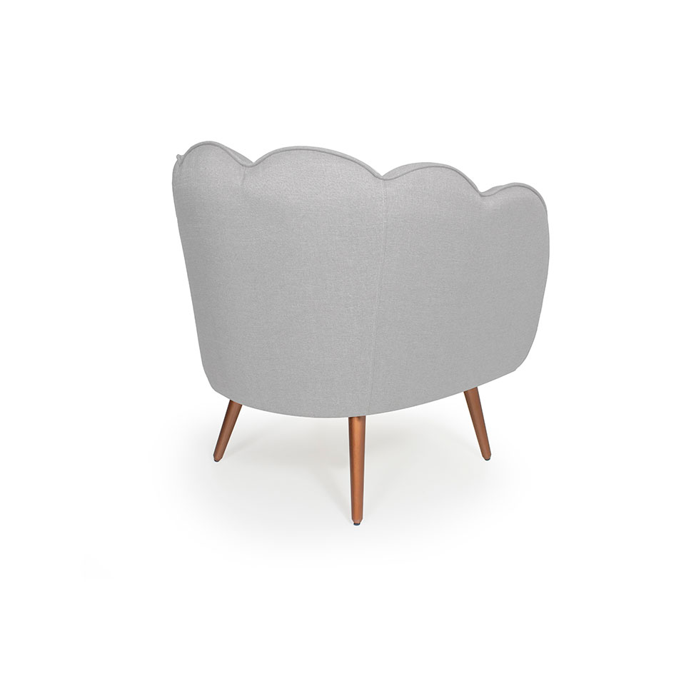 Poltrona Ariel Pé Palito Linho Creme e Cobre