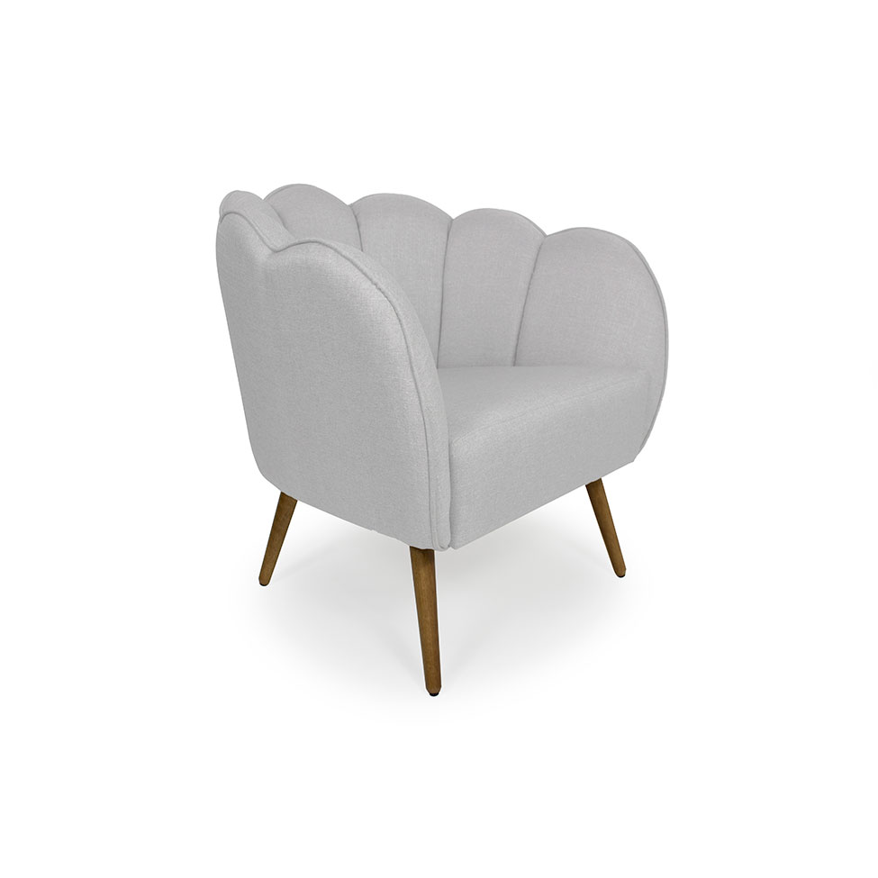 Poltrona Ariel Pé Palito Linho Creme e Madeira