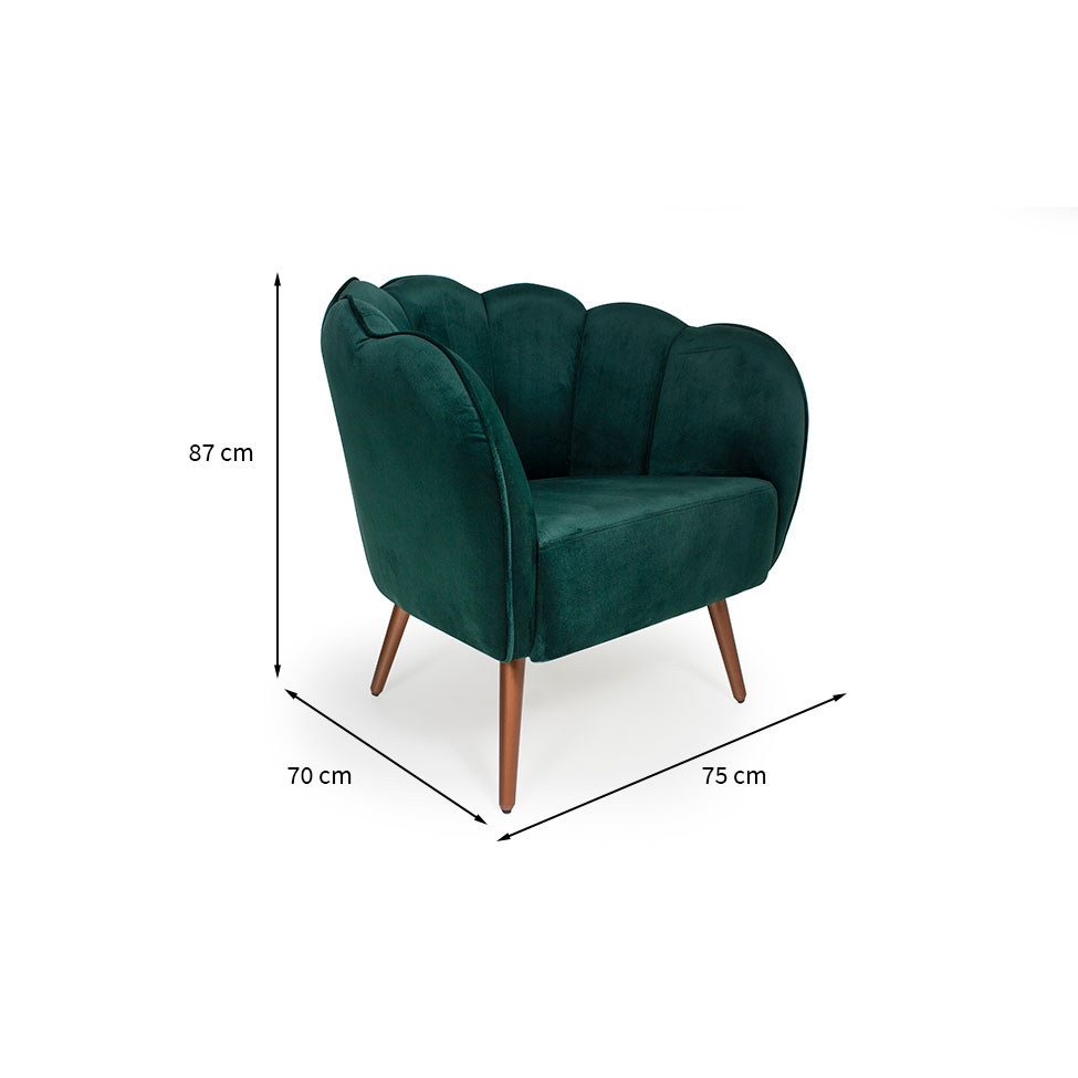 Poltrona Ariel Pé Palito Suede Esmeralda e Cobre