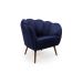 Poltrona Ariel Pé Palito Suede Marinho e Madeira