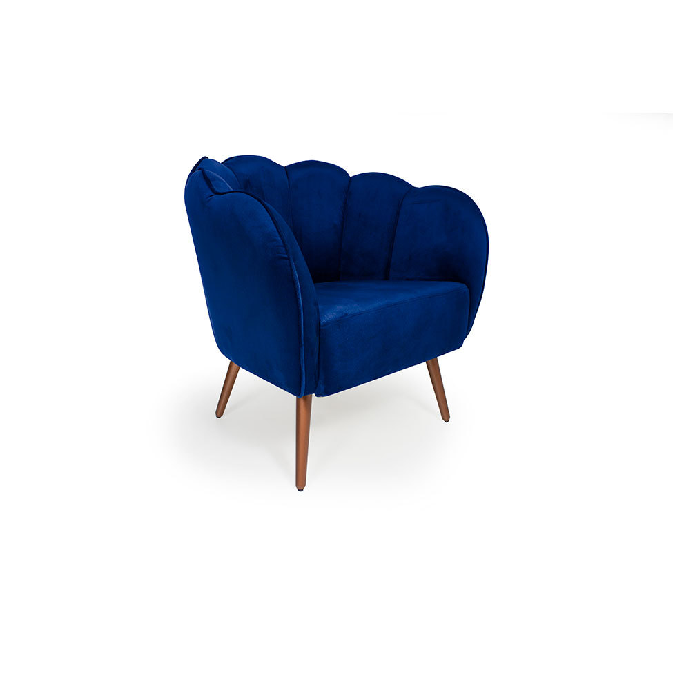 Poltrona Ariel Pé Palito Veludo Royal e Cobre