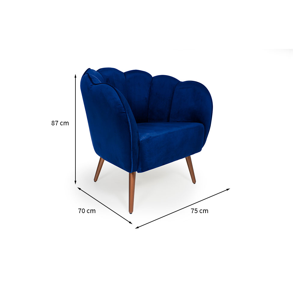 Poltrona Ariel Pé Palito Veludo Royal e Cobre