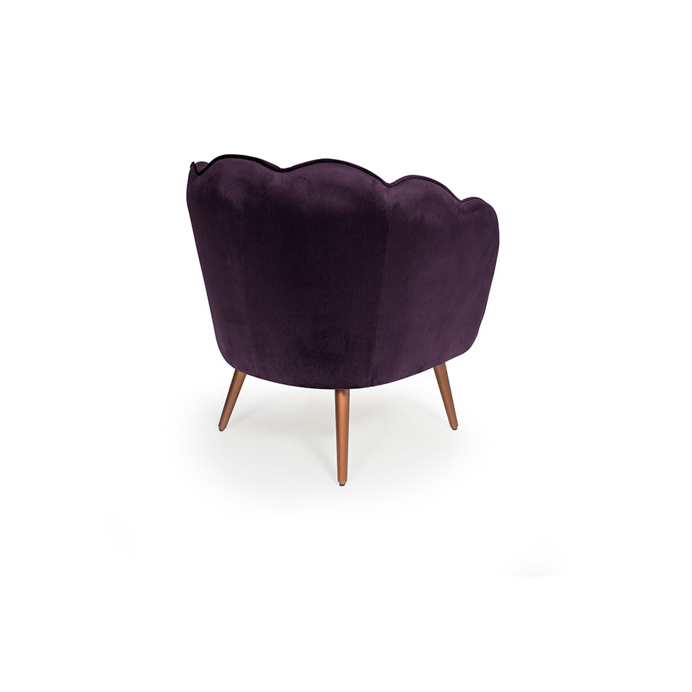 Poltrona Ariel Pé Palito Veludo Uva e Cobre