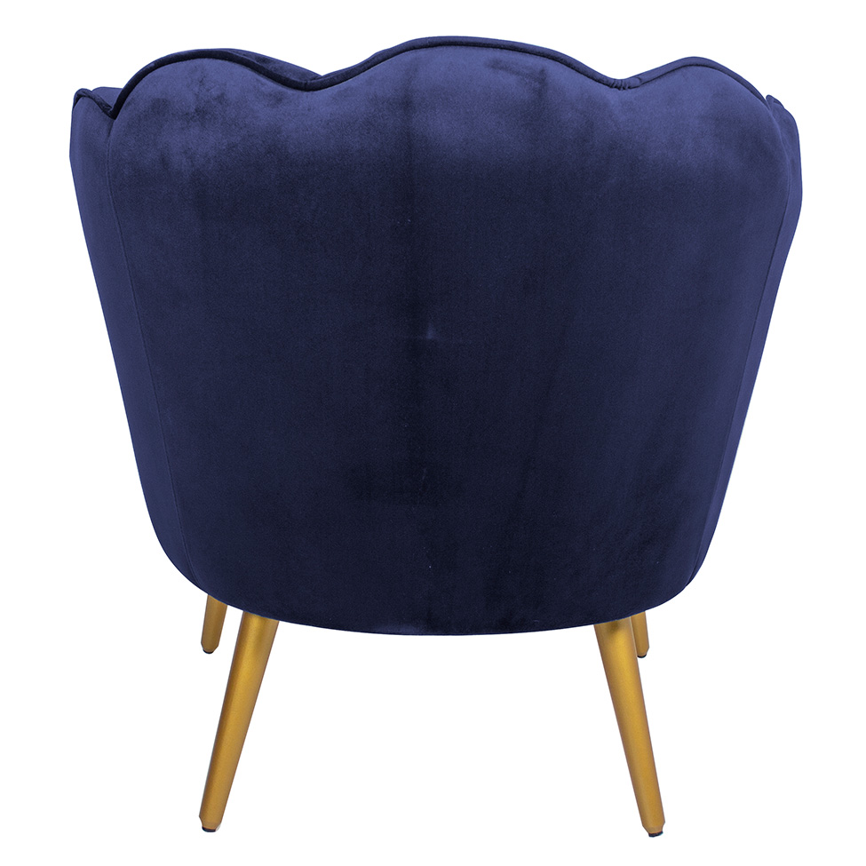 Poltrona Ariel Suede Azul Marinho e Dourada