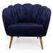 Poltrona Ariel Suede Azul Marinho e Dourada