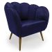 Poltrona Ariel Suede Azul Marinho e Dourada