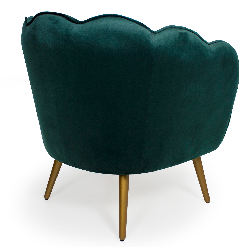 Poltrona Ariel Suede Esmeralda e Dourada