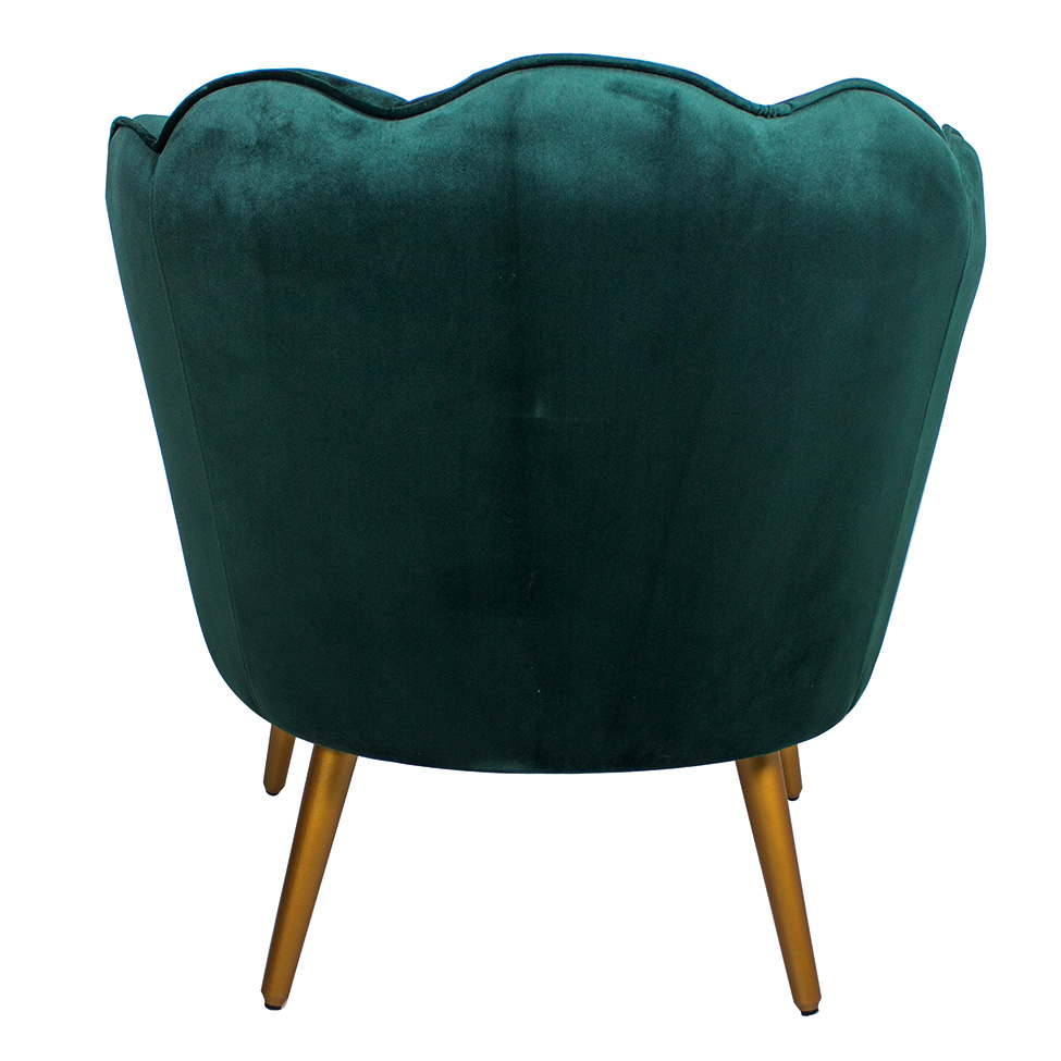 Poltrona Ariel Suede Esmeralda e Dourada