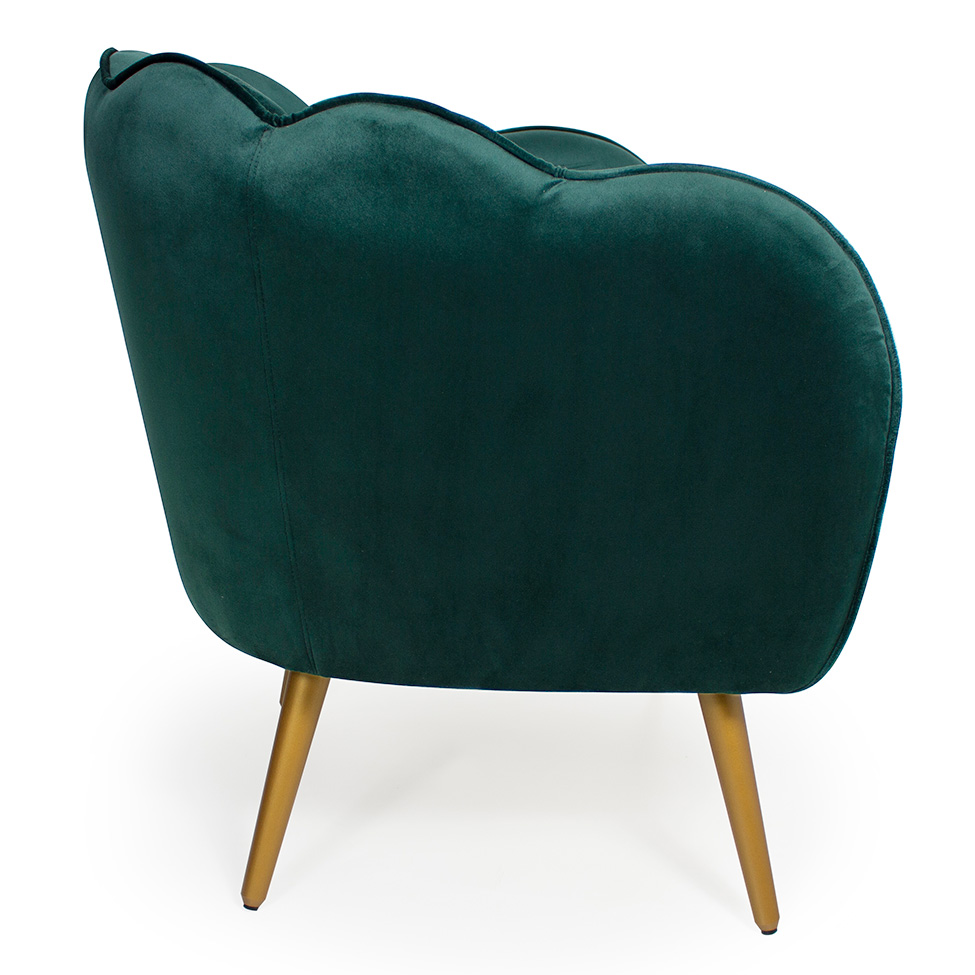 Poltrona Ariel Suede Esmeralda e Dourada