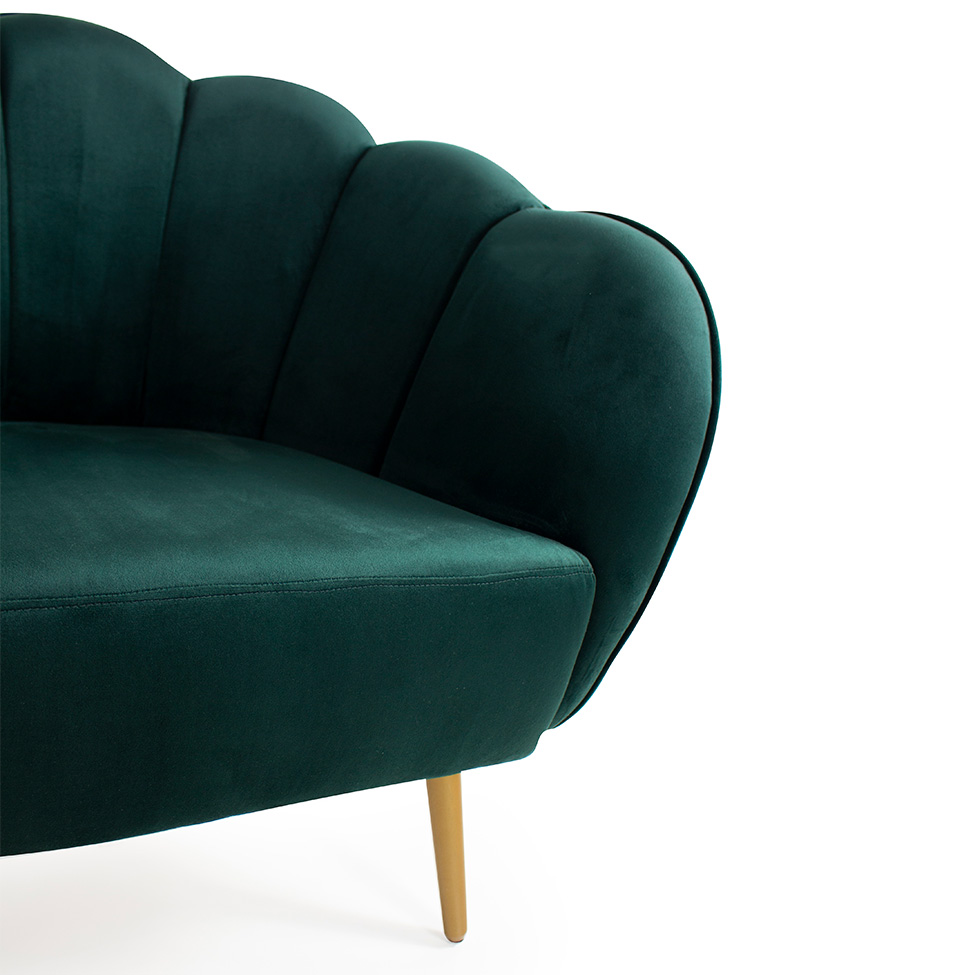 Poltrona Ariel Suede Esmeralda e Dourada