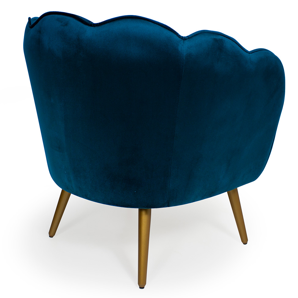 Poltrona Ariel Veludo Azul e Dourada