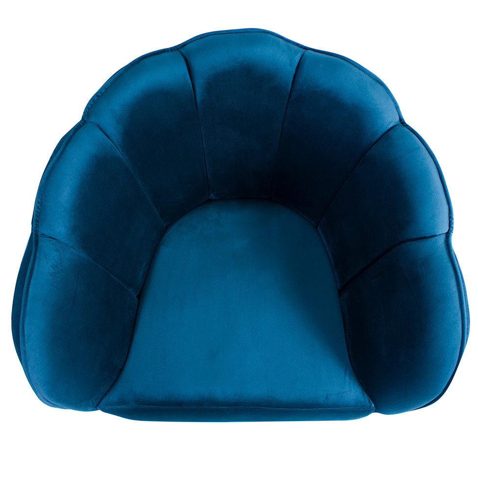 Poltrona Ariel Veludo Azul e Dourada