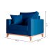 Poltrona Beny Pés e Base em Madeira Linho Cotton Azul Marinho