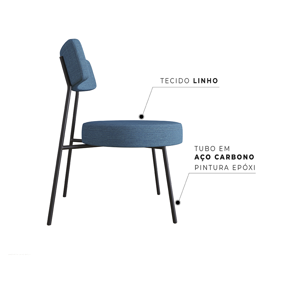 Poltrona Bock Linho Azul e Preta