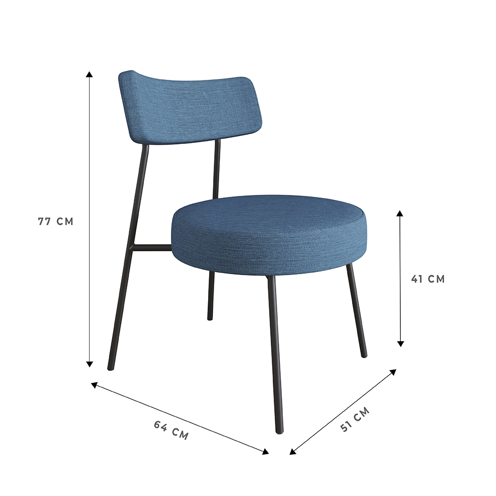 Poltrona Bock Linho Azul e Preta