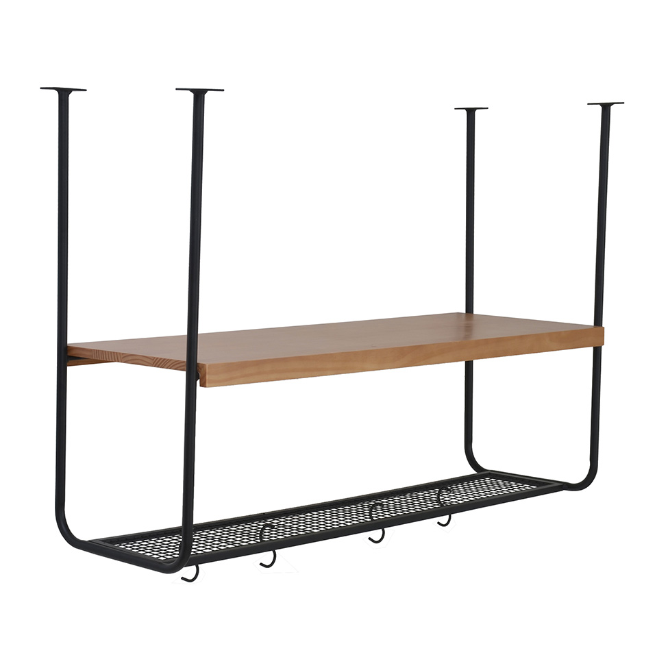Prateleira Hangen Avelã e Preta 102 cm