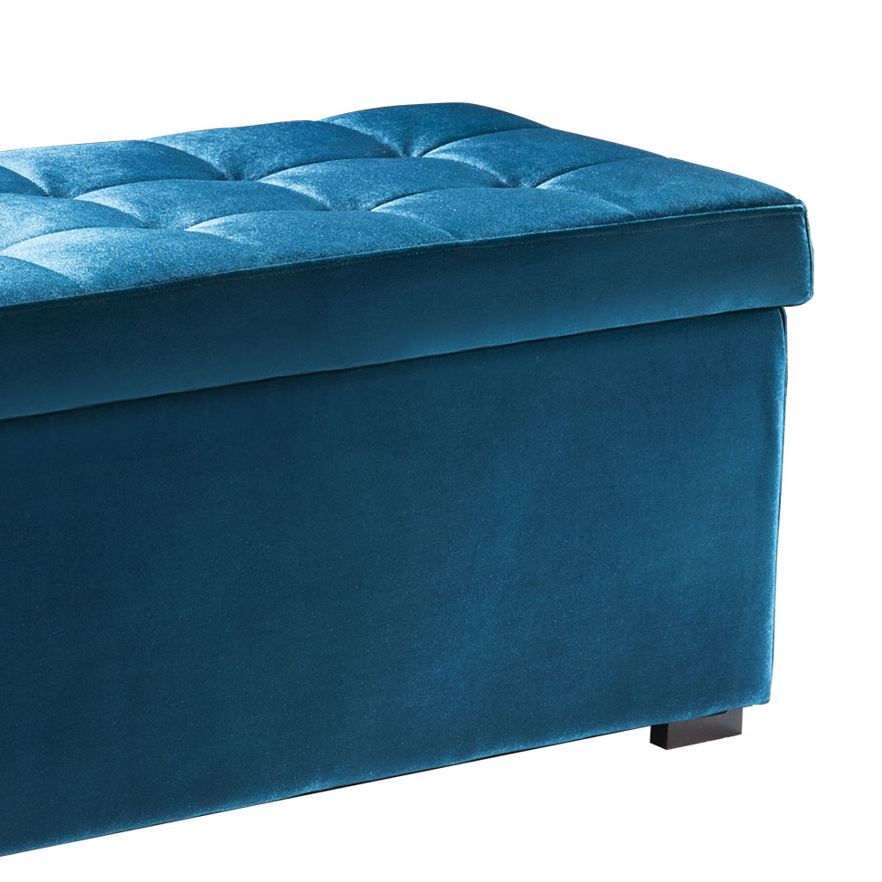Puff Baú Veludo Azul 140 cm