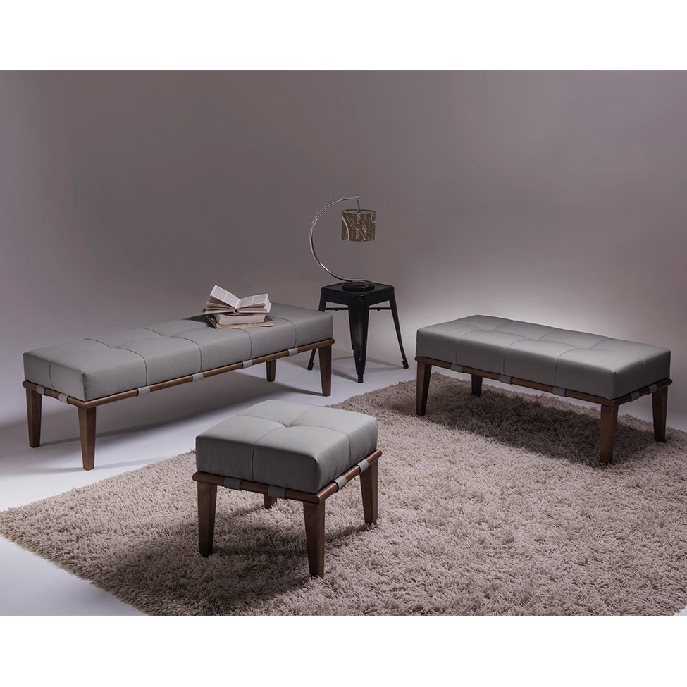 Puff Lívia Cinza e Imbuia 160 cm