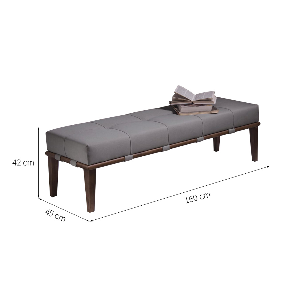 Puff Lívia Cinza e Imbuia 160 cm