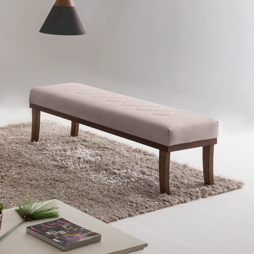 Puff Theo Bege e Imbuia 140 cm