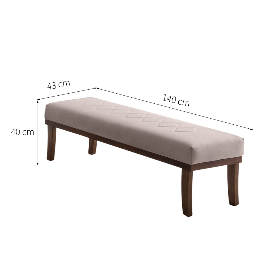 Puff Theo Bege e Imbuia 140 cm