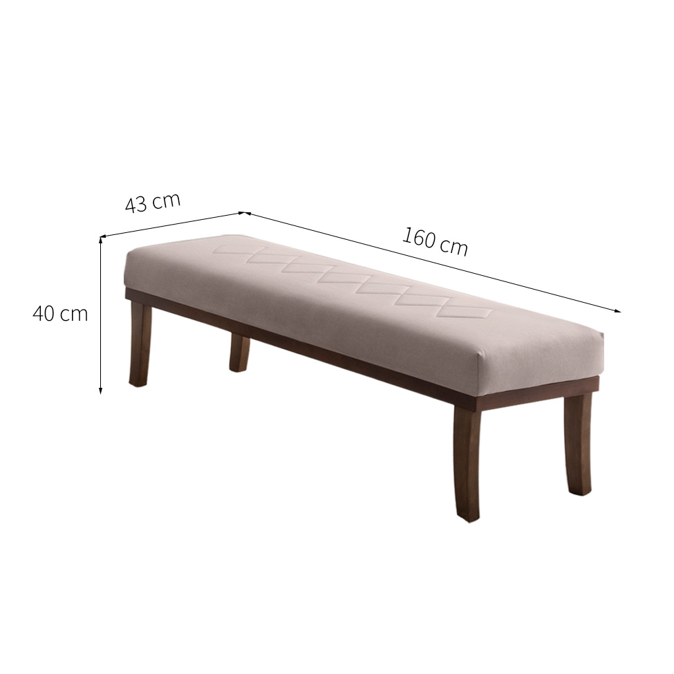 Puff Theo Bege e Imbuia 160 cm