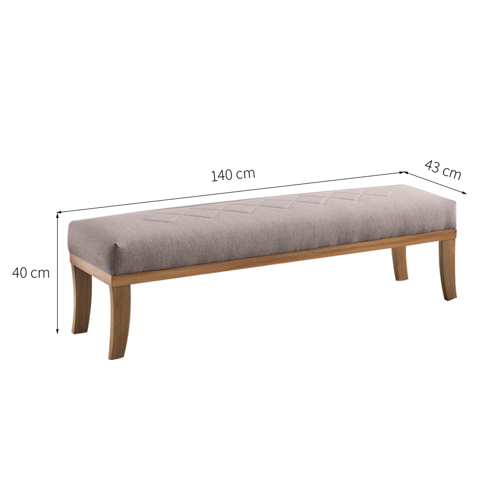 Puff Theo Bege e Natural 140 cm