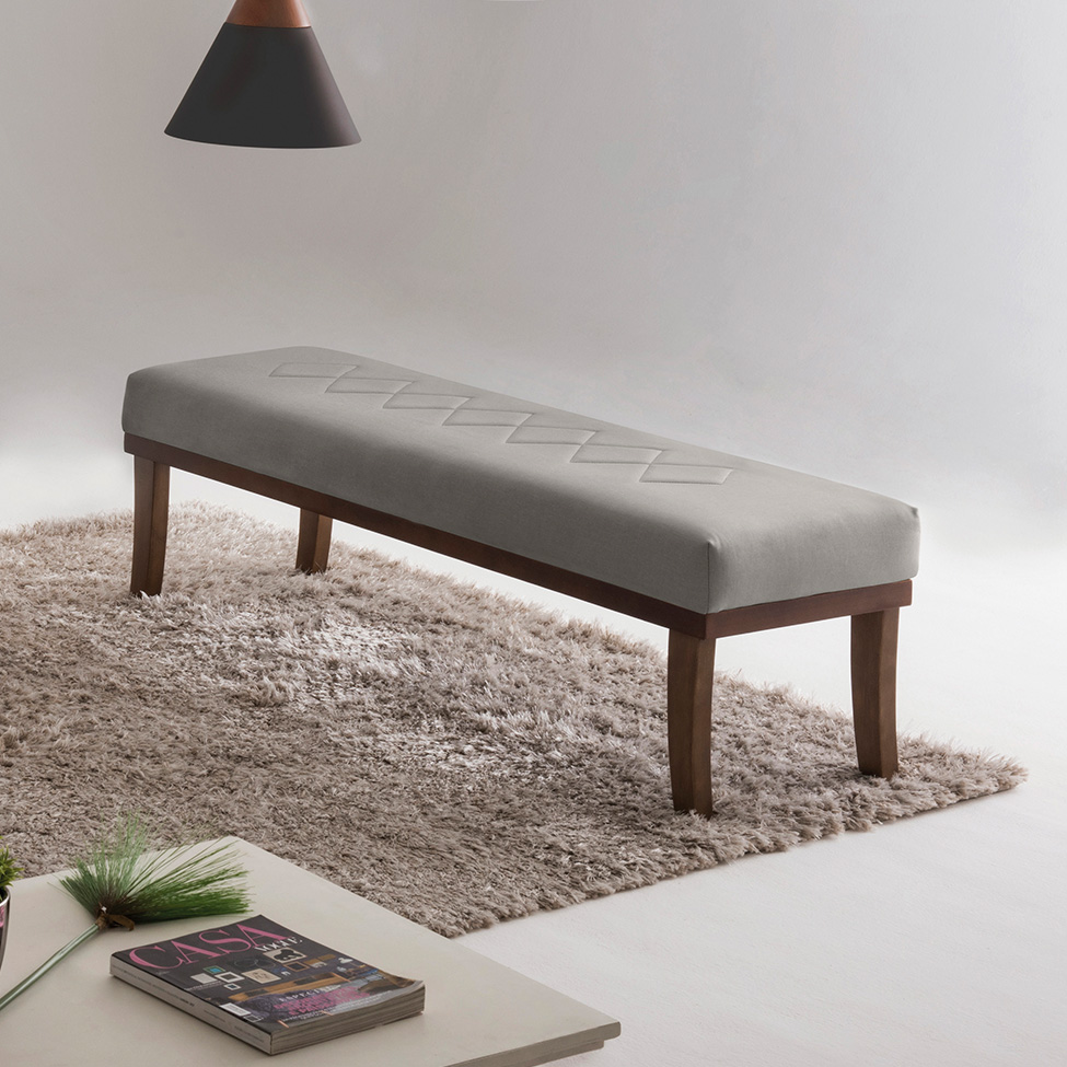Puff Theo Cinza e Imbuia 140 cm