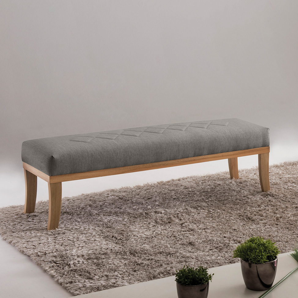 Puff Theo Cinza e Natural 140 cm
