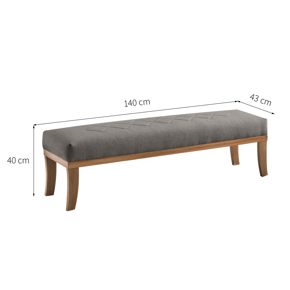 Puff Theo Cinza e Natural 140 cm