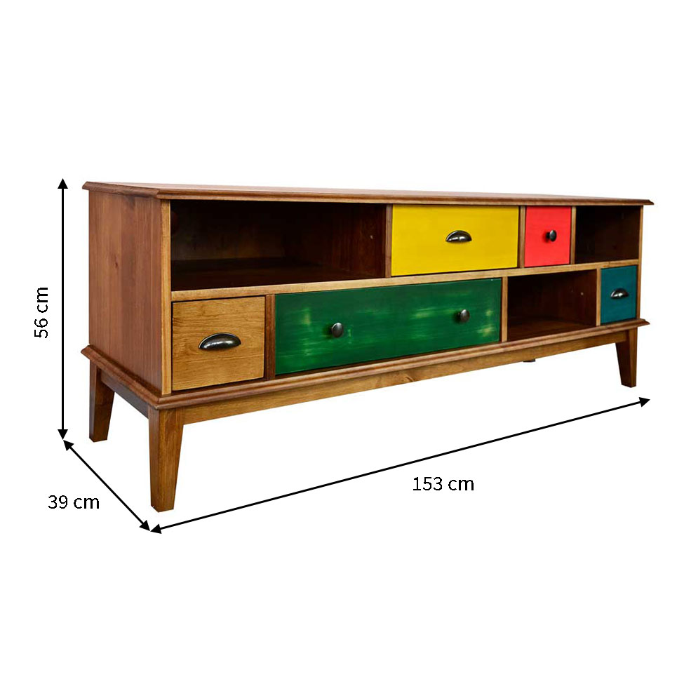 Rack Colors 5 GV Castanho e Colorido 153 cm