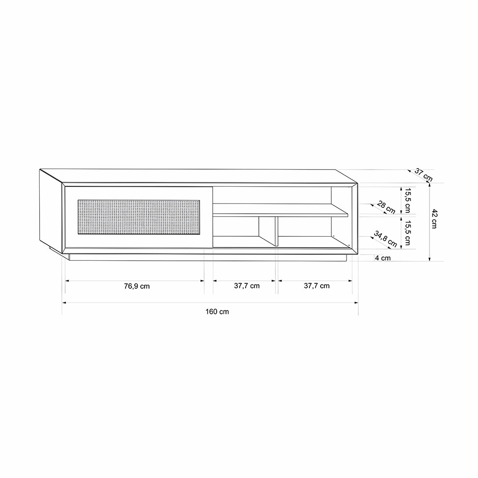 Rack Corumbá com Tela Off White 160 cm