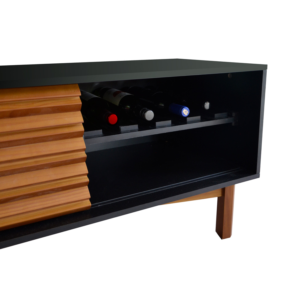 Rack Galeão Preto e Amêndoa 160 cm