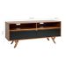 Rack Ipiranga Madeira Maciça Amêndoa e Preto 120 cm