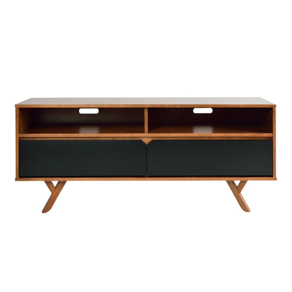Rack Ipiranga Madeira Maciça Amêndoa e Preto 120 cm