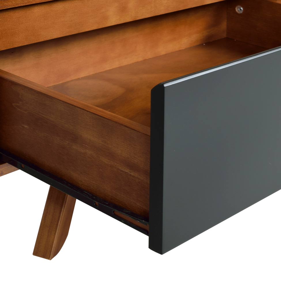 Rack Ipiranga Madeira Maciça Amêndoa e Preto 120 cm