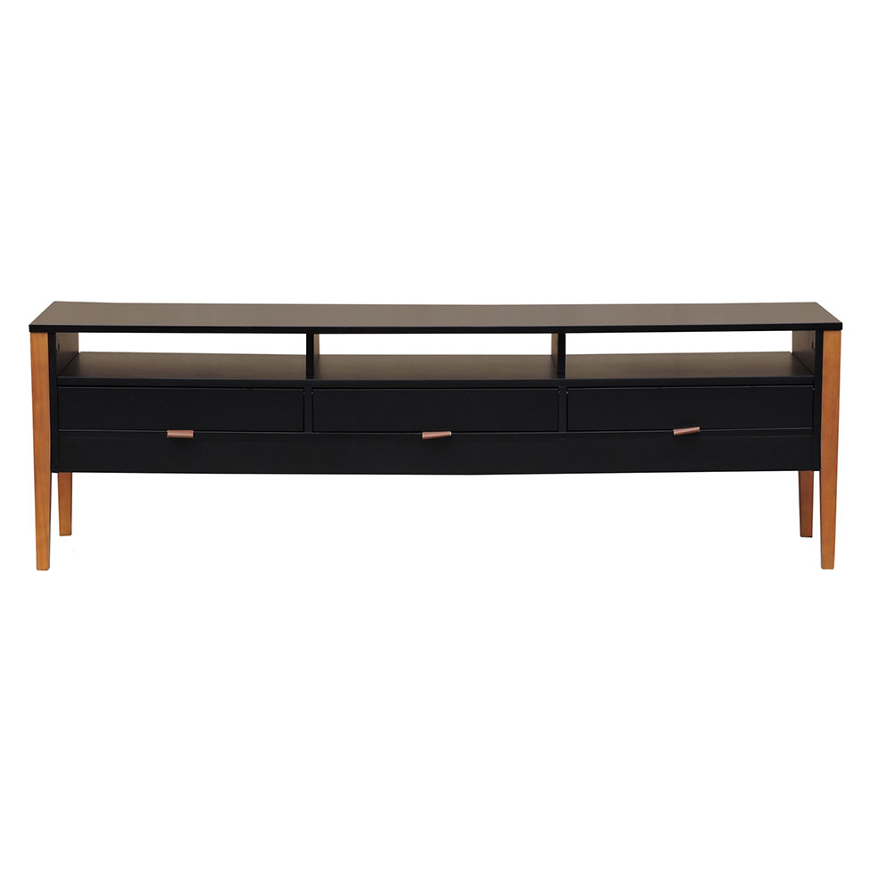 Rack Nick 3 GV Preto e Avelã 160 cm