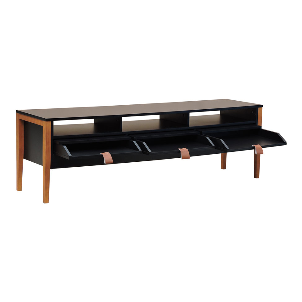 Rack Nick 3 GV Preto e Avelã 160 cm