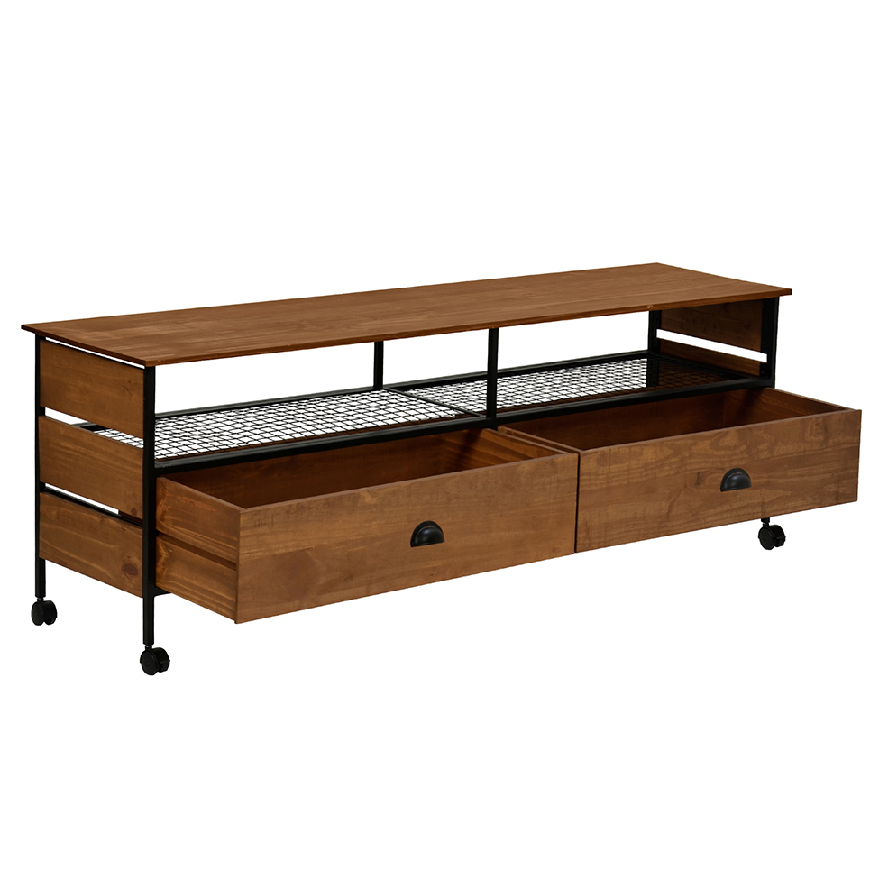 Rack Salvia Preto e Amêndoa Rustico 160 cm