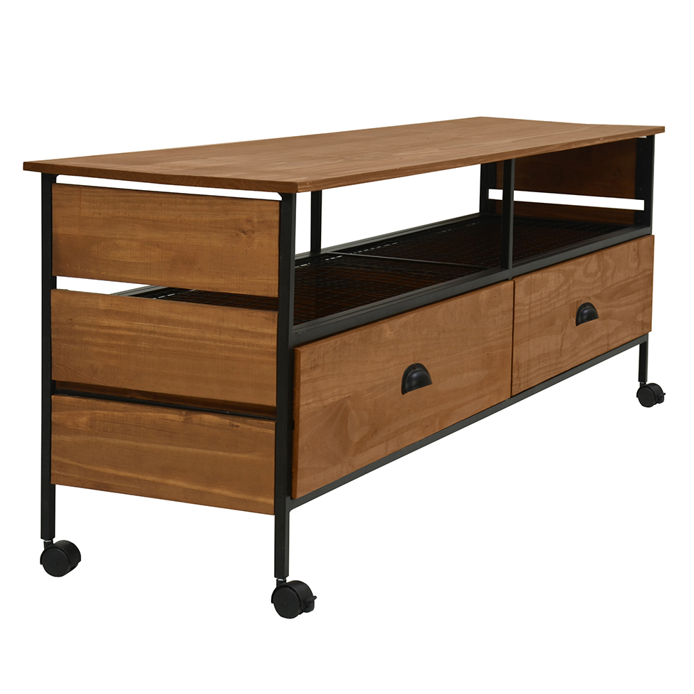 Rack Salvia Preto e Amêndoa Rustico 160 cm