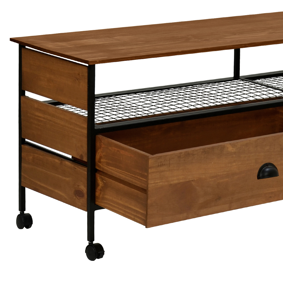 Rack Salvia Preto e Amêndoa Rustico 160 cm