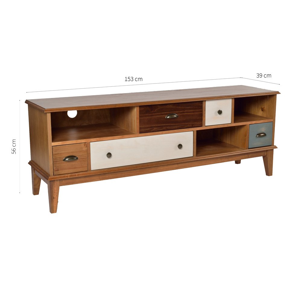 Rack para TV de 55 Polegadas Colors 5 GV Castanho Verniz e Colorido Envelhecido