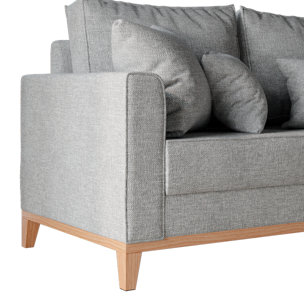 Sofá 2 Lugares Beny Base de Madeira Linho Cotton Cinza