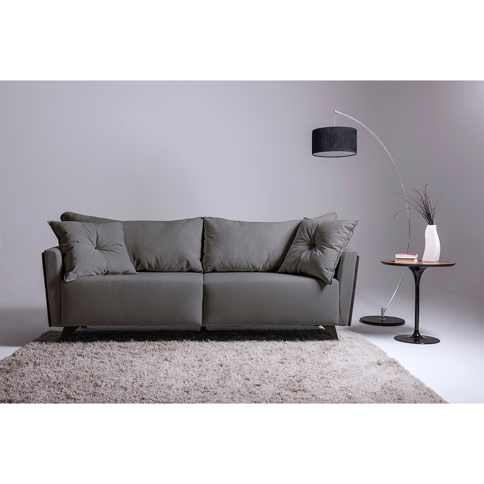 Sofá 2 Lugares Gales Veludo Cinza 190 cm