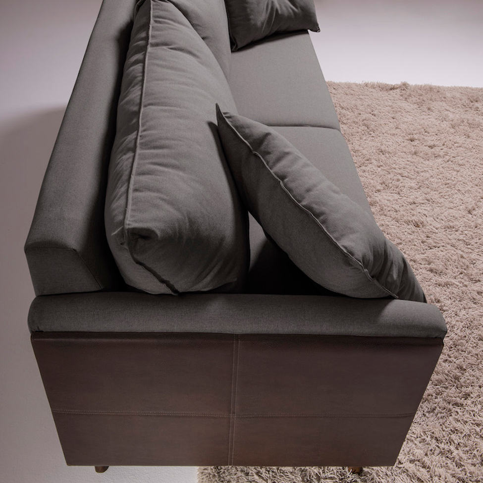 Sofá 2 Lugares Gales Veludo Cinza 190 cm