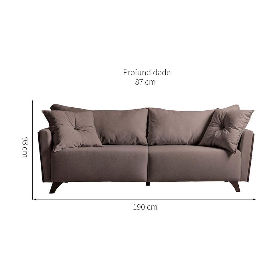 Sofá 2 Lugares Gales Veludo Marrom 190 cm