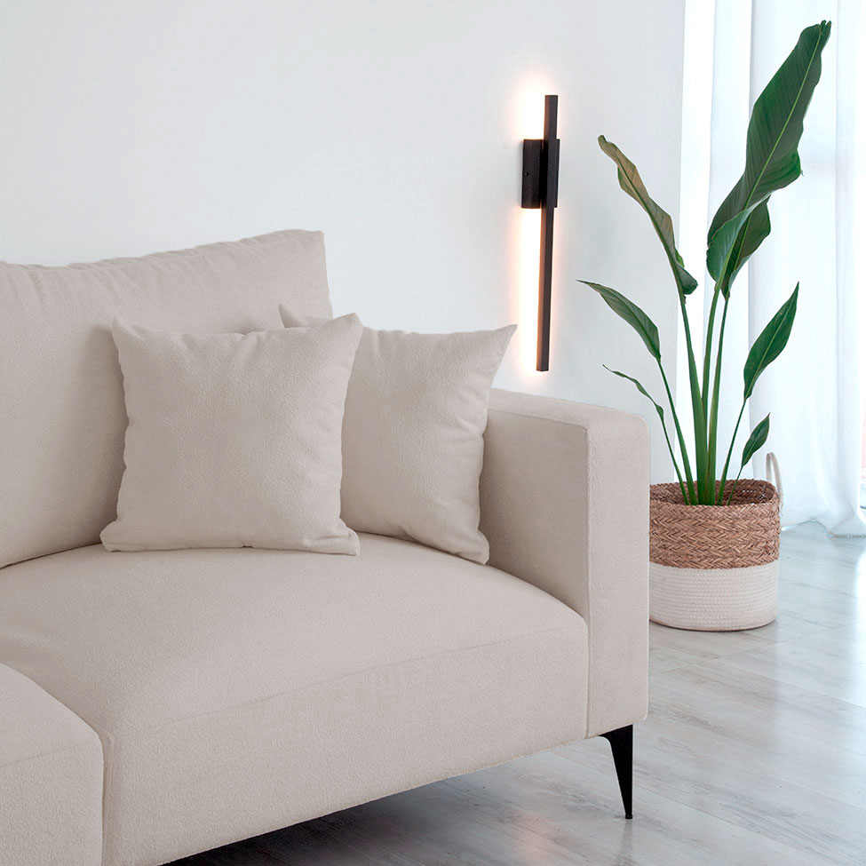 Sofá 2 Lugares com Molas Ensacadas 170 cm e Puff Unne Bouclé Bege