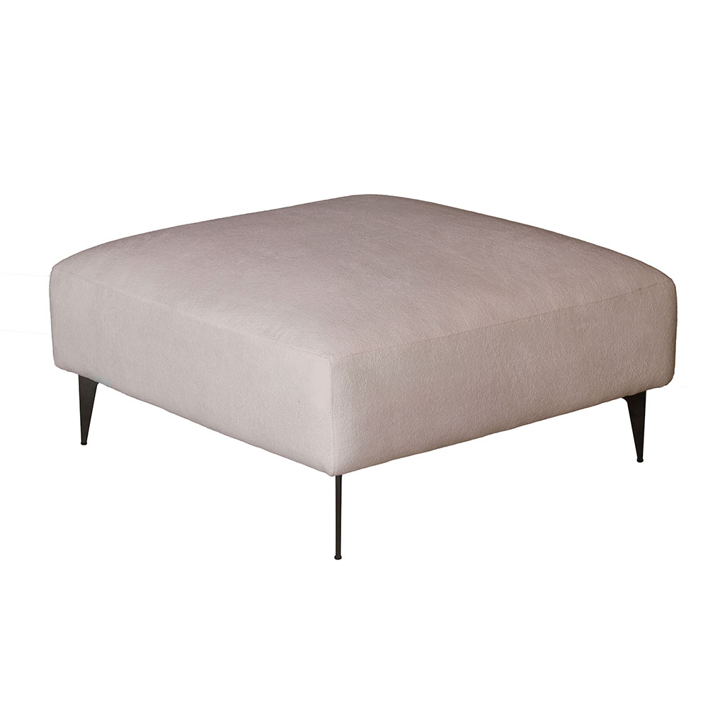 Sofá 2 Lugares com Molas Ensacadas 170 cm e Puff Unne Bouclé Bege